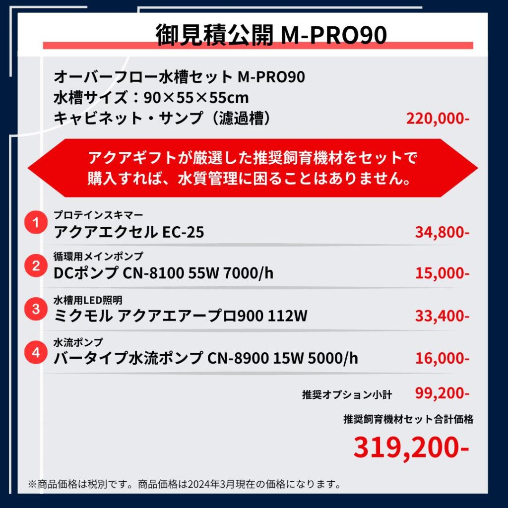 90cmオーバーフロー水槽 M-PRO90 2024年新型 全国配送対応 キャビネット 黒・白選択可 ネプチューンキューブ